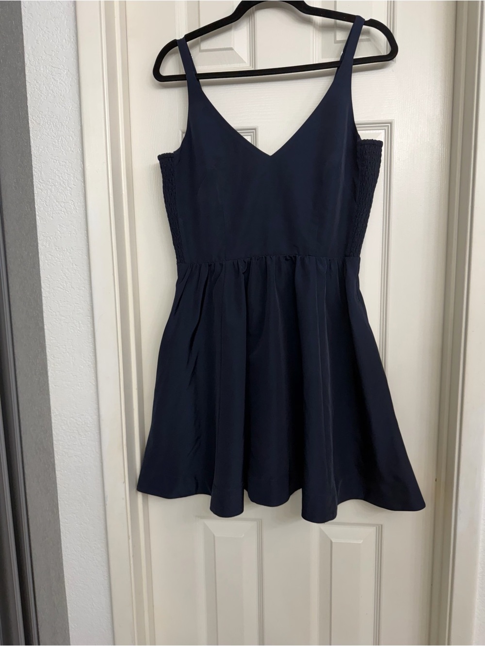 7145 Old Navy The Occasion Navy V-Neck Smocked Back Navy Dress